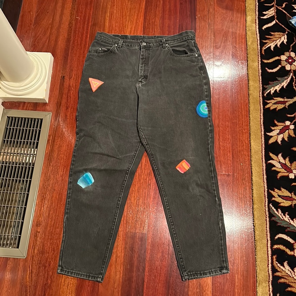 Hand painted grey jeans